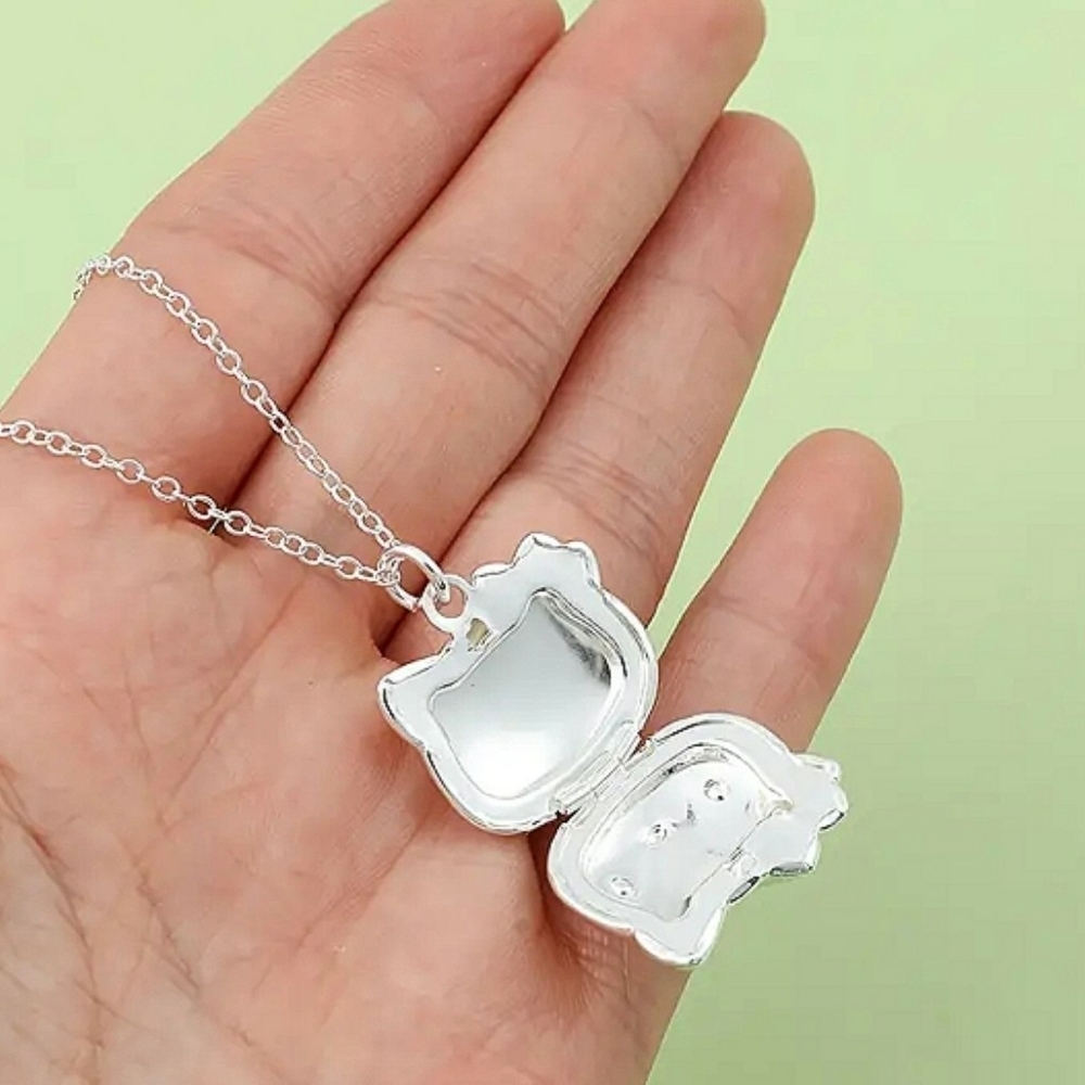 Sanrio Hello Kitty Pendant Silvertone Necklace Locket  Soft Sanriocore Kawaii - Picture 5 of 10